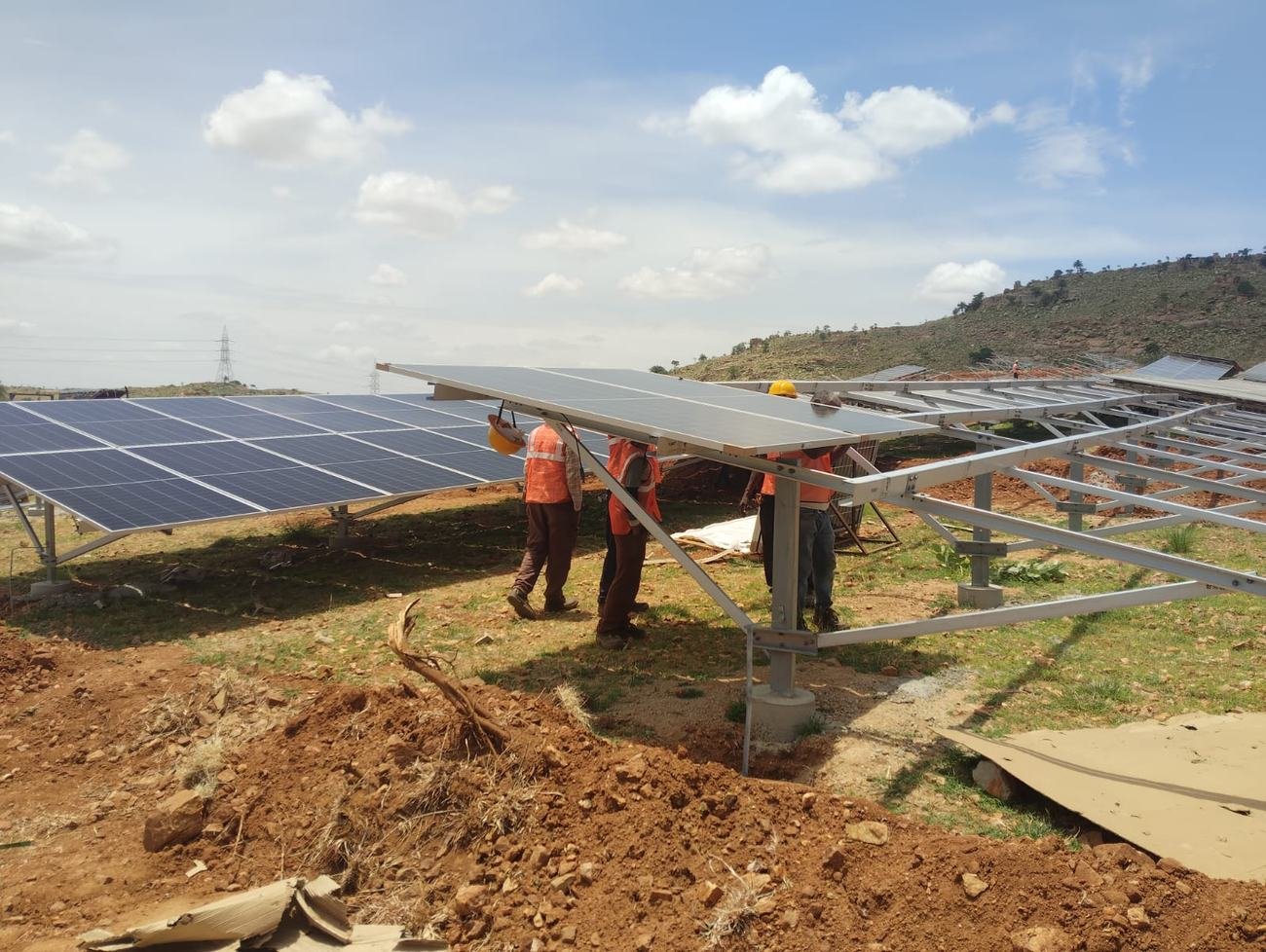 Solar panel array at the Ramgir JSW solar farm