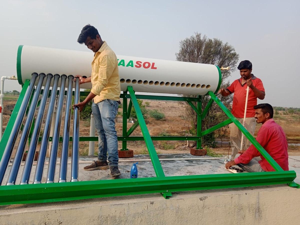 Solar water heater on rooftop