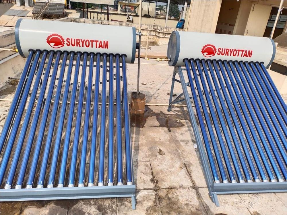 Solar water heater being installed